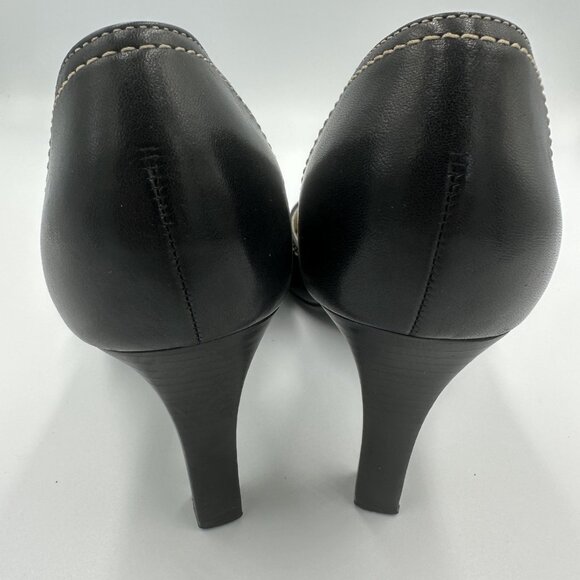 Unisa Pointed-Toe DOrsay Heels Women 9B Black Leather 3.5" Heel Witchy Steampunk - Picture 6 of 12